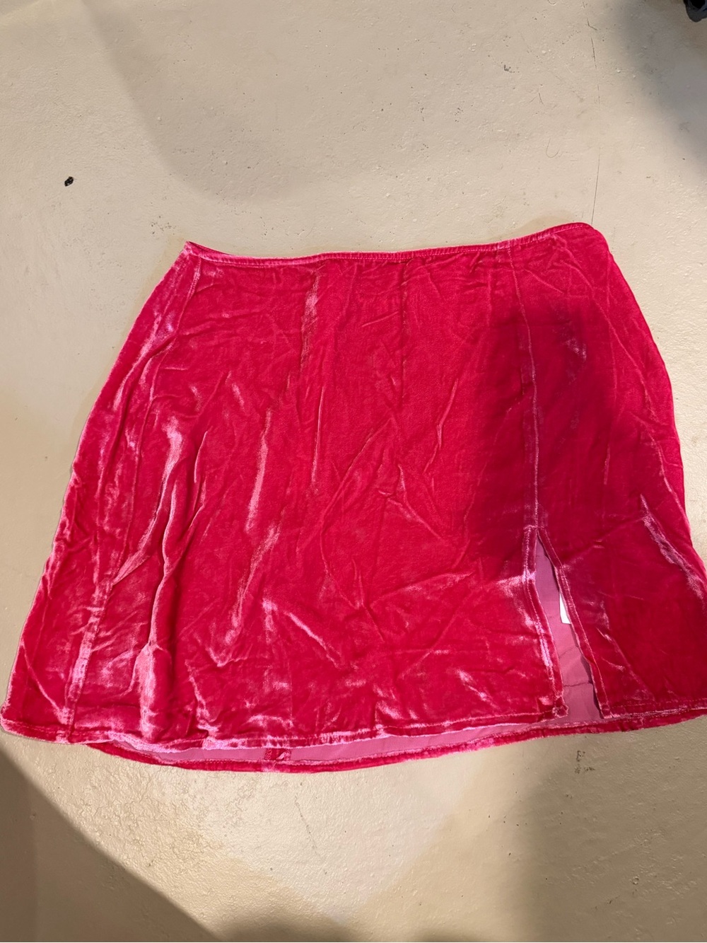 Reformation Velvet Mini Skirt - Bright Pink